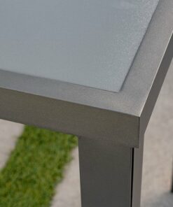 Hanover - Naples 5-Piece Outdoor High-Dining Set with 4 Swivel Bar Chairs and a Glass-Top Bar Table - Gray