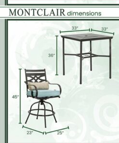 Hanover - Montclair 5-Piece High-Dining Patio Set with 4 Swivel Chairs and a 33-In. Counter-Height Dining Table - Ocean Blue/Brown