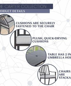 Mod Furniture - Carter 7-Piece Dining Set with 6 Padded Dining Chairs and 72 in. x 40 in. Slat Table - Black/Grey