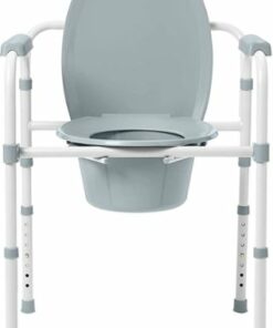 Medline - 3-in-1 Steel Bedside Commode, Elongated Seat, Folding Frame, Supports up to 350 lbs. - Gray