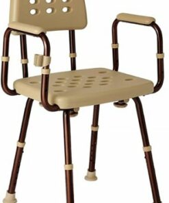 Medline - Elements Shower Chair with Back, Infused with Microban Protection, - tan
