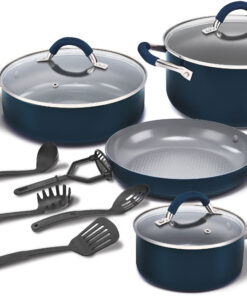 Bella Pro Series - 12-Piece Cookware Set - Ink Blue