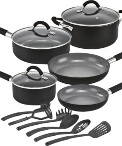 Bella Pro Series - 14-Piece Cookware Set - Black