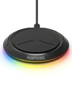 RapidX - Prismo RGB 10W Qi Certified Wireless Charging Pad for Android/iPhone/AirPods - Black