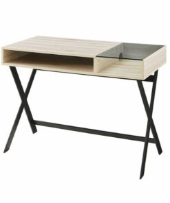 Walker Edison - 42” Contemporary Metal X-Leg Computer Desk - Birch