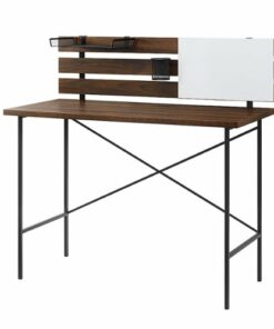 Walker Edison - 42” Industrial Metal X Slat Back Desk - Dark walnut