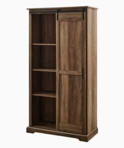 Walker Edison - 68” Modern Farmhouse Sliding Door Storage Cabinet - Rustic Oak