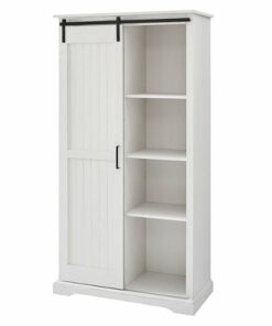 Walker Edison - 68” Modern Farmhouse Sliding Door Storage Cabinet - Brushed white