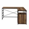 Walker Edison - 59” Urban Industrial 2 Drawer L Shaped Desk - Rustic Oak