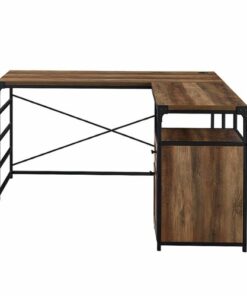 Walker Edison - 59” Urban Industrial 2 Drawer L Shaped Desk - Rustic Oak