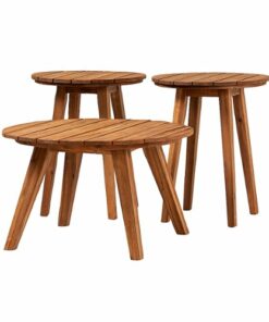 Walker Edison - Modern 3-Piece Round Acacia Wood Patio Table Set - Brown