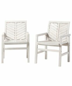 Walker Edison - Windsor Acacia Wood Patio Chairs, Set of 2 - White wash