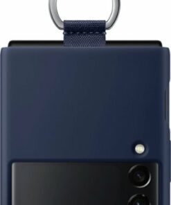 Silicone Cover with Ring for Samsung Galaxy Z Flip3 - Navy