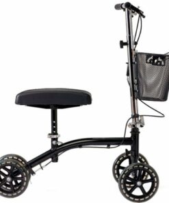 Medline - Steerable Knee Walker, with Hand Brakes, Storage Basker and 8-inch Wheels - Black