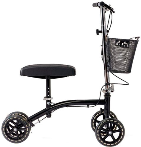 Medline - Steerable Knee Walker, with Hand Brakes, Storage Basker and 8-inch Wheels - Black