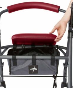 Medline - Sturdy Rollator Walker with Seat and  6" Wheels, with Microban Antimicrobial Protection, Black - Red