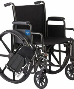 Medline - Steel Wheelchair with Elevating Leg Rests, Flip-Back Desk-Length Arms, 16-Inch Wide Seat - Black