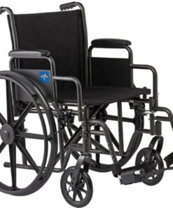 Medline - Strong and Sturdy Wheelchair with Desk-Length Arms and Swing-Away Leg Rests for Easy Transfers, 16” Seat - Black