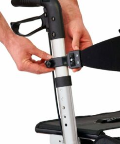 Medline - Euro Style Rolling Walker with Seat, Folds Easily, Large 8" Wheels, Adjustable Height and Storage Bag - Silver