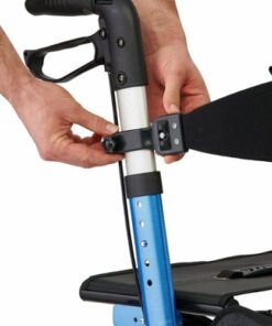 Medline - Euro Style Rolling Walker with Seat, Folds Easily, Large 8" Wheels, Adjustable Height and Storage Bag - Blue
