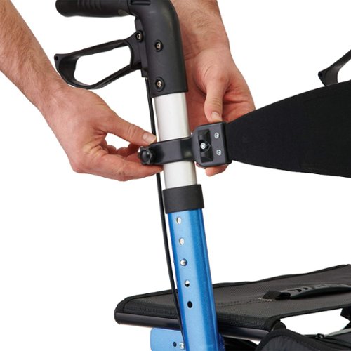 Medline - Euro Style Rolling Walker with Seat, Folds Easily, Large 8" Wheels, Adjustable Height and Storage Bag - Blue