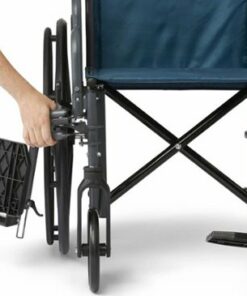 Medline - Folding Wheelchair with Desk-Length Arms & Swing-Away Legrests, Microban Protection - Gray Frame, Teal Upholstery