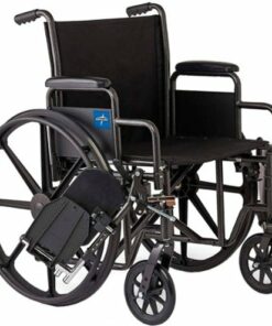 Medline - Durable Steel Wheelchair with Flip-Back Desk-Length Arms, Elevated Leg Rests, 300-Ib Weight Capacity - Black