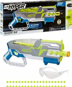 Nerf - Hyper Siege-50 Pump-Action Blaster and 40 Hyper Rounds