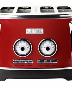 Haden - Dorset 4-Slice Toaster with Browning Control, Cancel, Reheat and Defrost Settings - Rectory Red