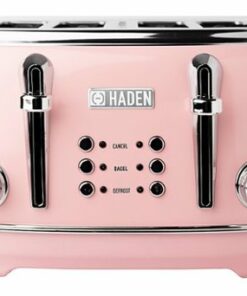 Haden - Heritage 4-Slice Toaster, Wide Slot for Bagels with Multi Settings - English Rose Pink