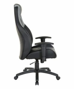 OSP Home Furnishings - Commander Gaming Chair in Black Faux Leather and Grey Accents - Gray