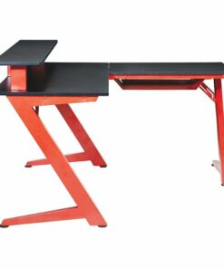 OSP Home Furnishings - Avatar Battlestation L-Shape Gaming Desk with Carbon Top and Matte Legs - Red