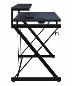 OSP Home Furnishings - Emulator Battlestation Gaming Desk with RGB LED Lights - Black / Carbon