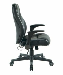 OSP Home Furnishings - Output Gaming Chair in Black Faux Leather  with Controllable RGB LED Light piping. - Black / Gray