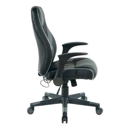OSP Home Furnishings - Output Gaming Chair in Black Faux Leather  with Controllable RGB LED Light piping. - Black / Gray