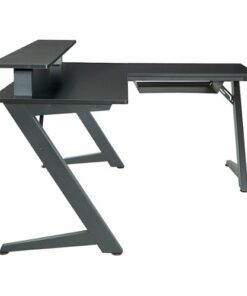 OSP Home Furnishings - Avatar Battlestation L-Shape Gaming Desk with Carbon Top and Matte Legs - Black
