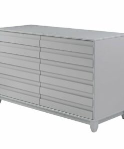 Walker Edison - 60” Contemporary 6 Grooved Drawer Wood Dresser - Grey