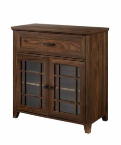 Walker Edison - 32” Classic Detailed Double Door Accent Cabinet - Dark walnut