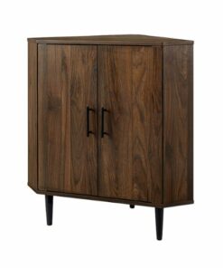 Walker Edison - 30” Contemporary 2-Door Corner Accent Cabinet - Dark Walnut