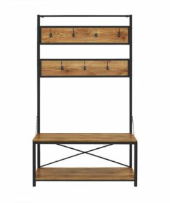 Walker Edison - 40" Industrial Wood Hall Tree - Barnwood