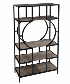 SEI Furniture - SEI Tyberton 5-Tier Bookcase - Natural and black finish