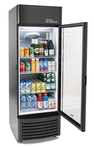 Premium Levella - 9 cu. ft. 1-Door Commercial Merchandiser Refrigerator Glass-Door Beverage Display Cooler - Black