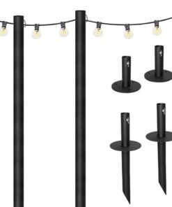 Excello Global Products - Bistro String Light Poles - 2 Pack - Extends to 10 Feet - 50 Feet of String Lights Included