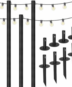 Excello Global Products - Bistro String Light Poles - 4 Pack - Extends to 10 Feet - 100 Feet of String Lights Included