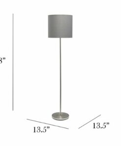 Simple Designs - Brushed NIckel Drum Shade Floor Lamp - Brushed Nickel base/Gray shade