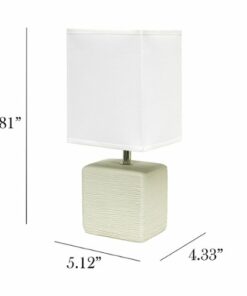 Simple Designs - Petite Faux Stone Table Lamp with Fabric Shade - Off White base/White shade