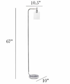 Simple Designs - Modern Iron Lantern Floor Lamp with Glass Shade - Chrome