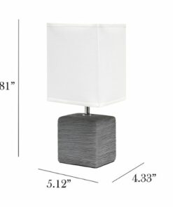 Simple Designs - Petite Faux Stone Table Lamp with Fabric Shade - Gray base/White Shade
