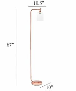 Simple Designs - Modern Iron Lantern Floor Lamp with Glass Shade - Rose Gold