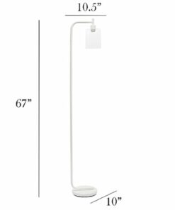 Simple Designs - Modern Iron Lantern Floor Lamp with Glass Shade - White